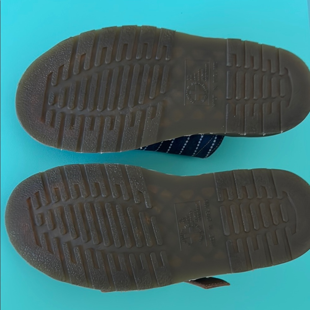 Dr. Martens Dayne Slides Blue Denim/Brown Leather - Picture 6 of 9